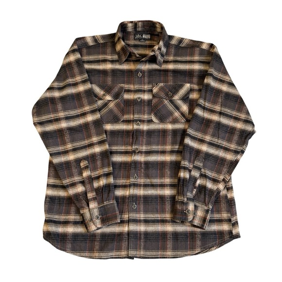 Canyon Guide Outfitters Men’s Plaid Button-Up Flannel Shirt Brown Tan XL #1515 - Picture 1 of 4